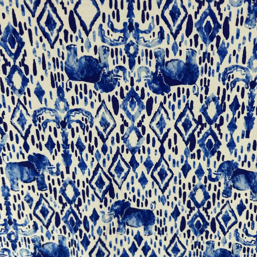 IBKUL Womens Blue White Elephant Ikat Quarter Zip Sun Shirt Mock Neck Small - Picture 10 of 10